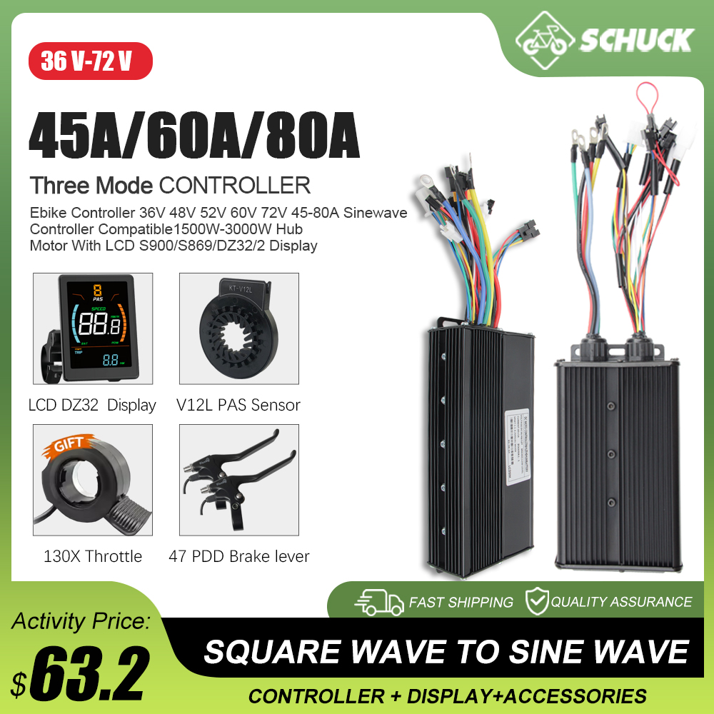 E-bike 3Mode 48V 52V 60V 72V 4 - đánh giá và giá Sine Wave Controller 48V 72V 80A