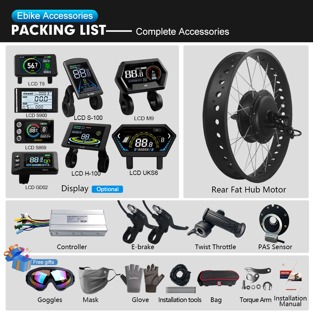 Electric Fat Bike Kit 48V 1500 - đánh giá và giá 72V 5000W Hub Motor Kit