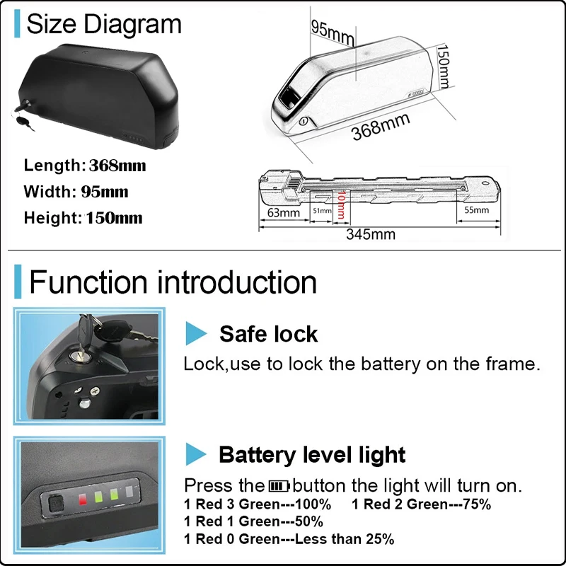 Cham 36 60 52v 48v 72v 45ah 60 - đánh giá và giá Ebike Battery 48V 20Ah Hailong