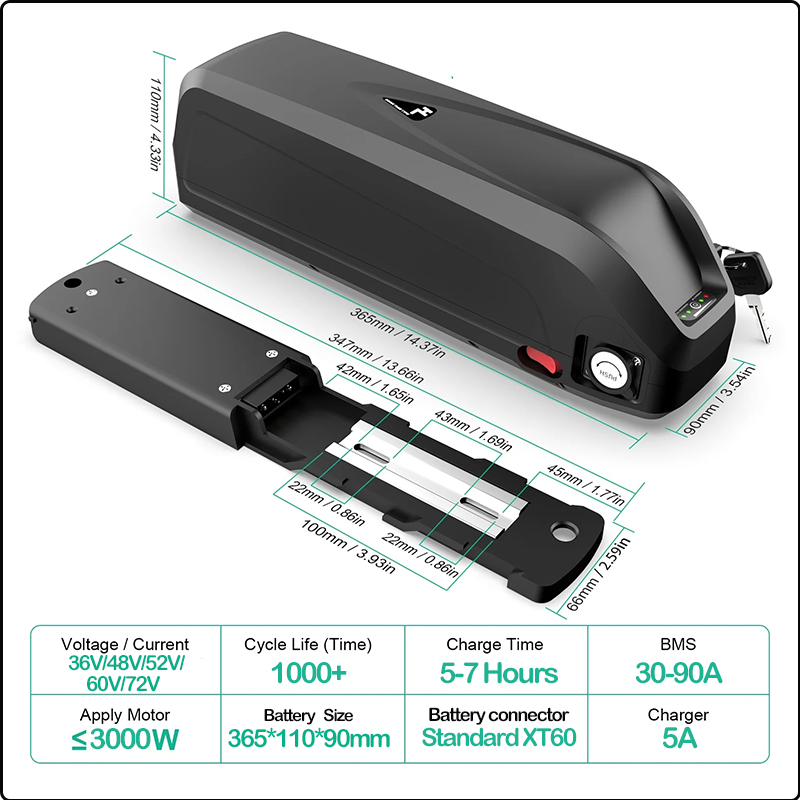 36v 48v 52v Hailong 60v 72v eb - đánh giá và giá Ebike Battery 48V 20Ah Hailong
